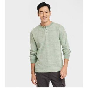 Goodfellow & CO Men's Long Sleeve Textured Henley Shirt Size L NWT